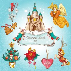 Christmas icons set colored