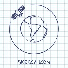 Vector artificial satellite in space flat icon