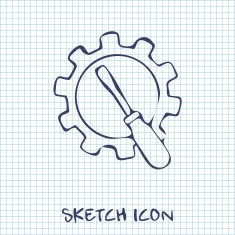 Screwdriver and gear icon vector illustration