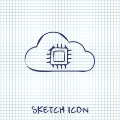 Icon of microchip in cloud
