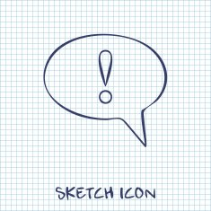 Icon of speech bubble with exclamation mark vector illustration