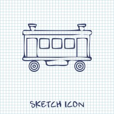 Railroad Car sketch icon