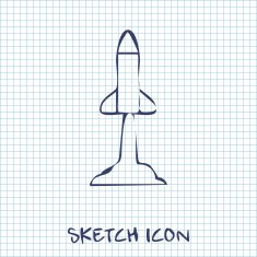 Starting rocket sketch icon