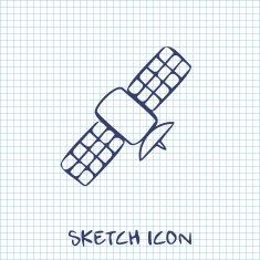 satellite with antenna sketch icon