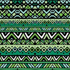 Green ethnic mexican tribal stripes seamless pattern