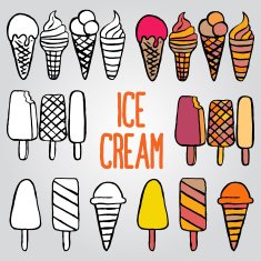 vector illustration with hand drawn ice cream