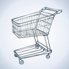 Shopping supermarket cart Vector sketch