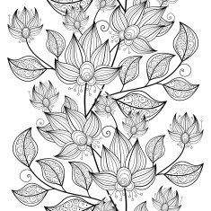 Vector Seamless Monochrome Floral Pattern N30