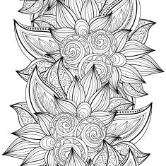Vector Seamless Monochrome Floral Pattern N34