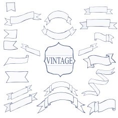 Vintage Color ribbon tape text placeholder N3