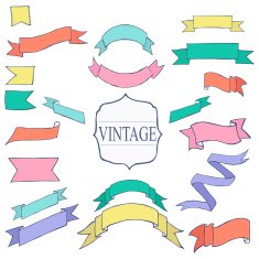 Vintage Color ribbon tape text placeholder N5