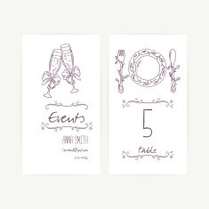 Set of wedding card templates with table decorations