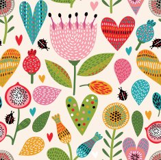 Seamless floral pattern with hearts