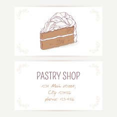 Business card template with chocolate cake