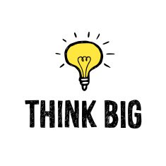 Think big doodle sketch with hand drawn light bulb vector