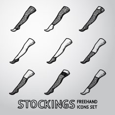 Set of handdrawn STOCKINGS icons with different types Vector