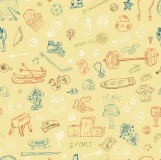 Sports Seamless pattern of sports equipment Hand Drawn Doodles illustration N3