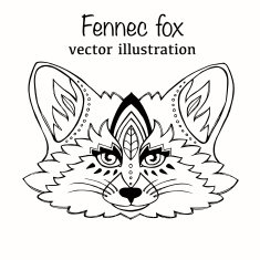 Hand Drawn vector illustration fennec fox isolated on white background