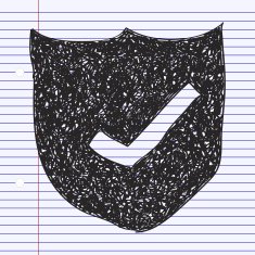 Simple doodle of a shield with tick