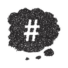 Simple doodle of a hash tag thought bubble N2