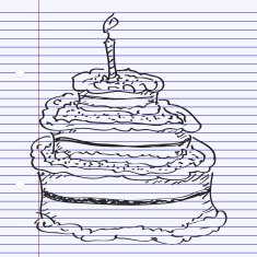 Simple doodle of a birthday cake N4