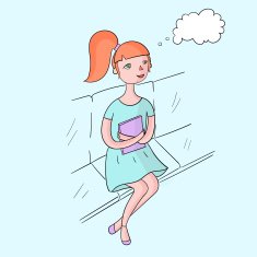 Young girl dream with book color vector N2