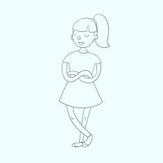 Girl black and white vector illustration N2