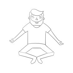 Meditation man black and white vector illustration