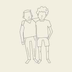 Friends black and white vector illustration
