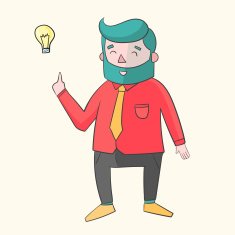 Hipster man beard with idea lamp for text
