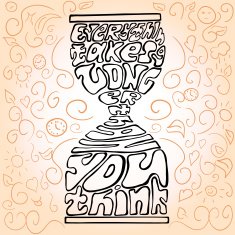 Hand drawn lettering in sandglass shape