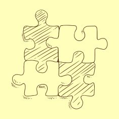 Puzzles flat pieces sketch vector illustration