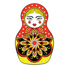 Zentangle stylized elegant Russian doll Matryoshka doll in Khok