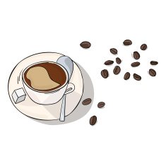 Coffee in cup and beans vector illustration N2