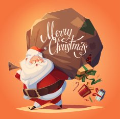 Santa Claus drops the gifts from bag N2