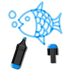 Fish and blue marker N2