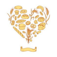 Doodles Bread Baking Vector Set in Heart shaped N6
