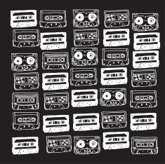 chalkboard cassettes doodles