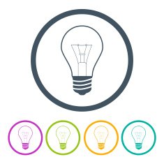 set bulbs icons different color on the white background