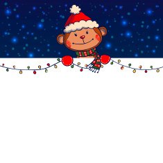 Hand drawn Monkey holding banner