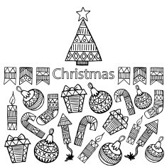 Christmas sketch icons isolation horizontal banner vector design