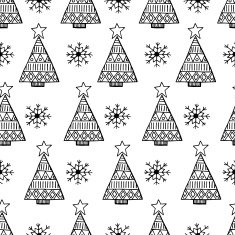 Christmas tree and snowflake vector seamless pattern