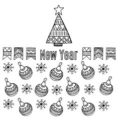 New Year sketch icons isolation horizontal banner vector design
