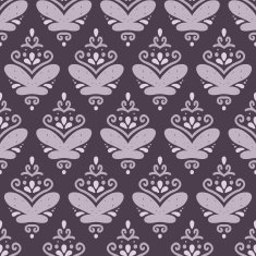 Violet seamless pattern with doodle ornaments