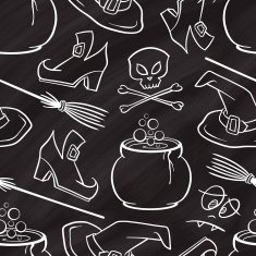 Halloween vector chalk seamless pattern N3