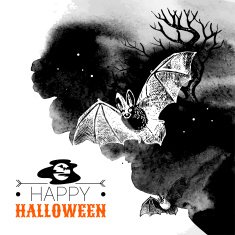 Halloween background Typographic poster Hand drawn sketch and N10