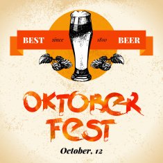 Oktoberfest vintage background Typographic poster Hand drawn s