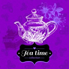 Tea vintage background Hand drawn sketch illustration Menu des