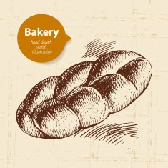 Bakery sketch background Vintage hand drawn illustration N6