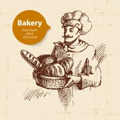 Bakery sketch background Vintage hand drawn illustration N7